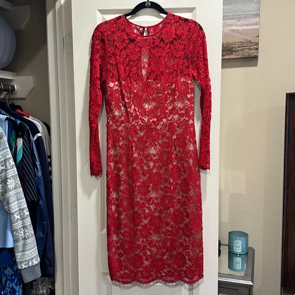 Red lace dress
